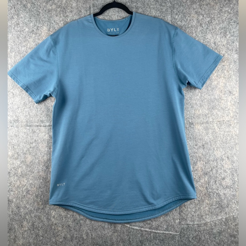 BYLT Drop Cut Lux Short Sleeve T Shirt Mens XL Blue Round Neck Relaxed Fit